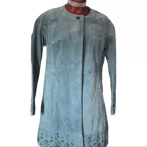 Women’s Sexy Bradley Bayou Blue Leather Jacket  S